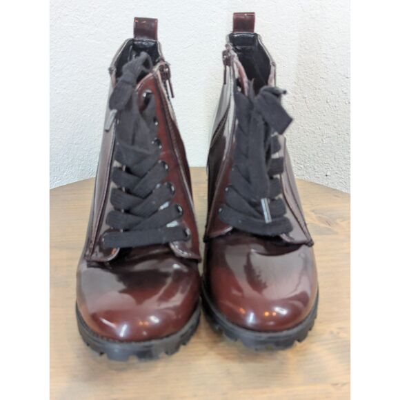 Vintage Block Heel Elisabet Bootie Size Wms 9.5 Burgundy Patent Goth Witchy - Picture 3 of 9